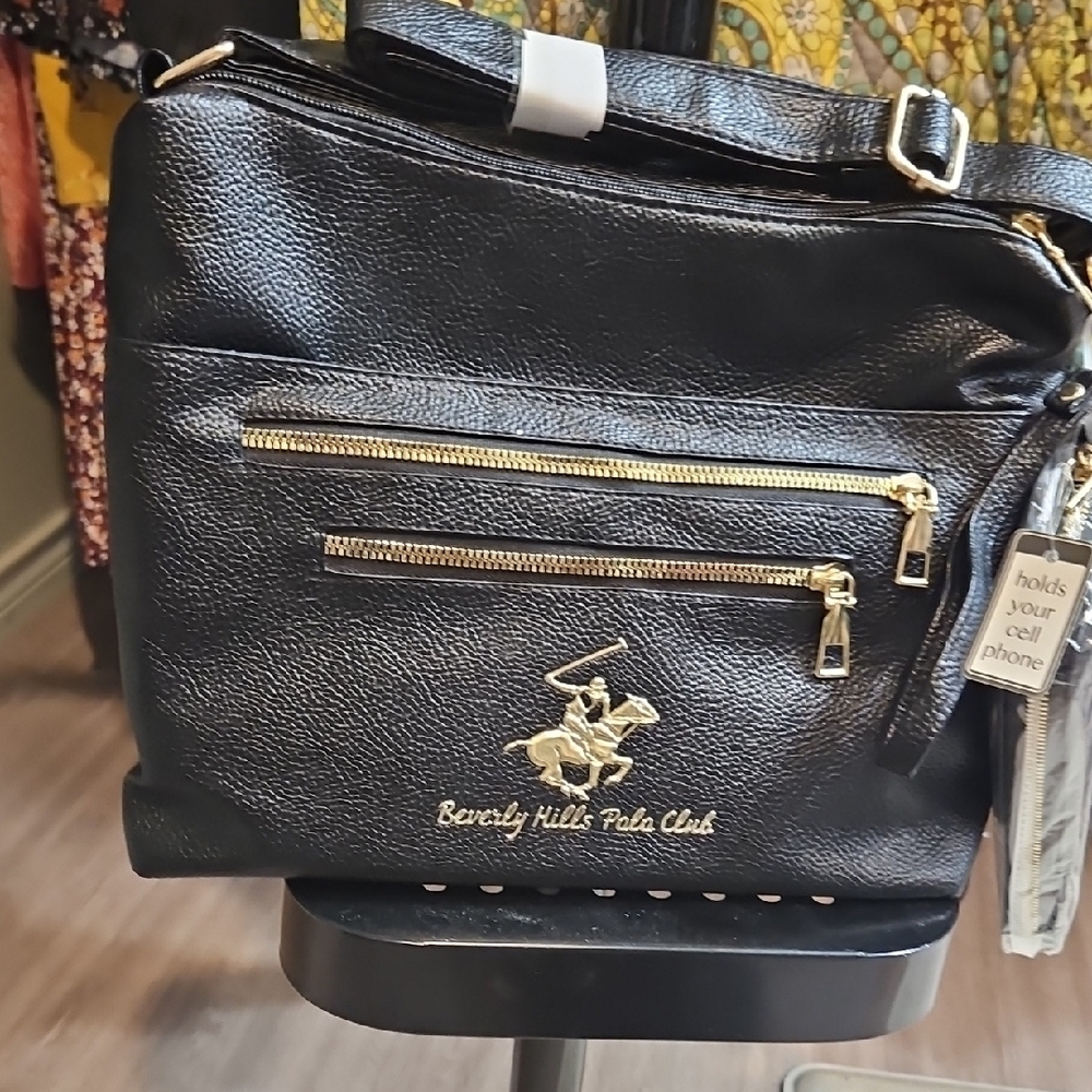 Beverly Hills Polo Club Black and Gold Crossbody Bag